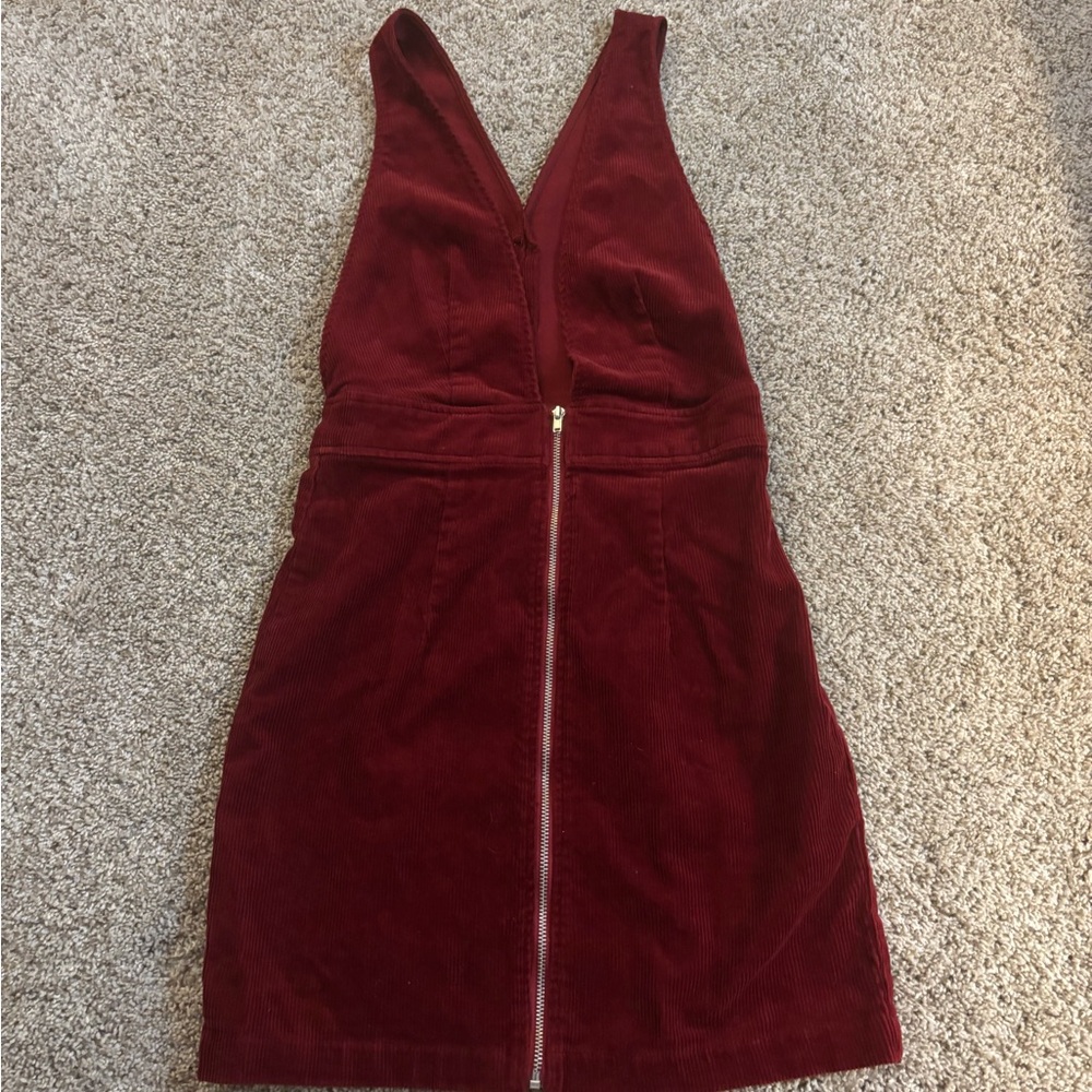 Elegant Burgundy Corduroy Dress
